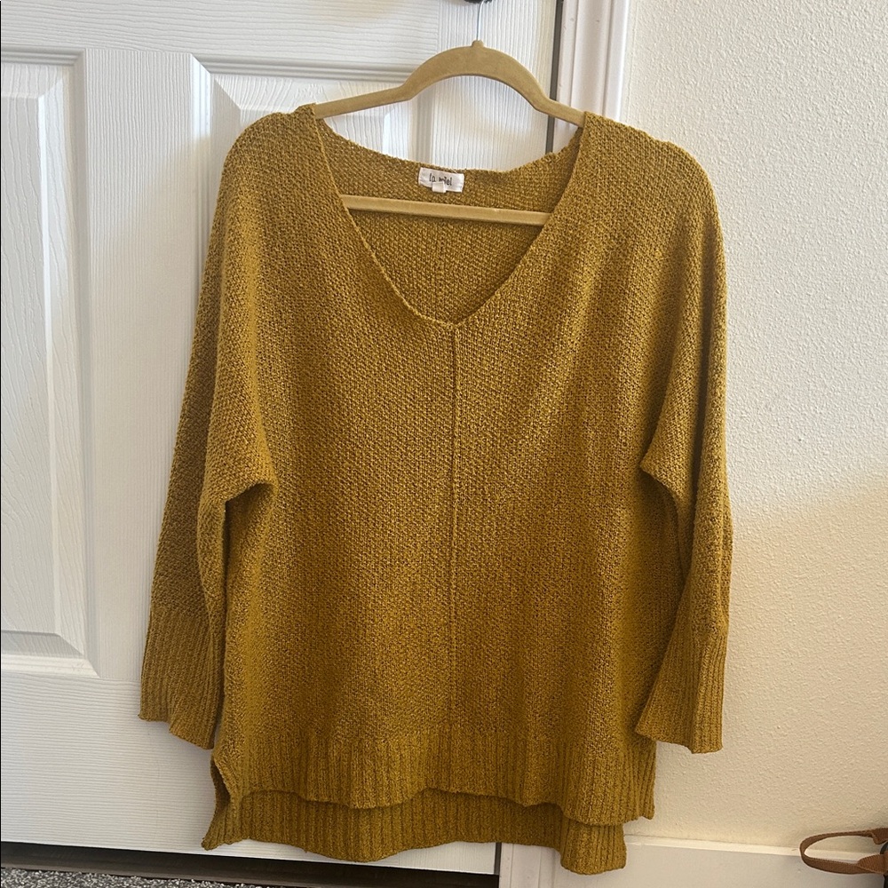 LA MIEL Mustard Crew Neck Sweater